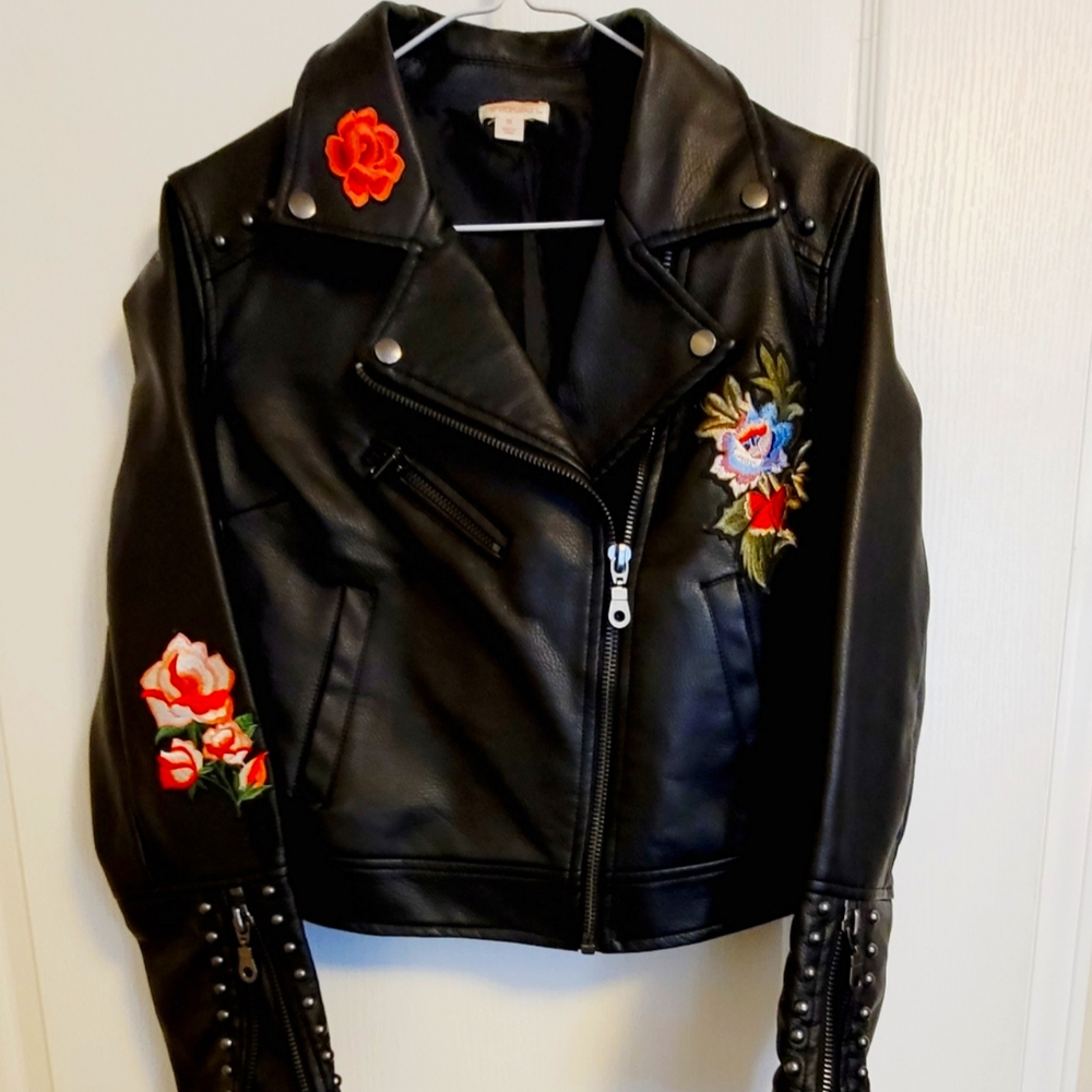 Faux leather biker jacket